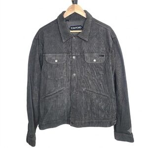 Tom Ford Corduroy Cotton Blend Olive Green Fitted Trucker Jacket Utilitarian XL‎